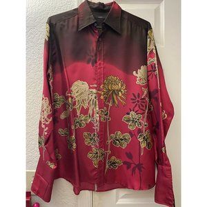 AUTH NWOT GUCCI by Tom Ford 2001 Silk Burgundy Floral Shirt